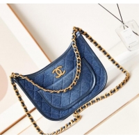 Best Promotional Chanel Washed Denim Hobo Bag AS4666 Blue 2024