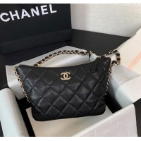 Buy Fashion Chanel Grained Shiny Small Hobo Bag AS4320 Black 2024