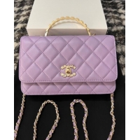 Good Quality Chanel Lambskin Clutch with Chain AP3797 Purple 2024