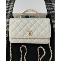 Best Price Chanel Lambskin Clutch with Chain AP3797 White 2024