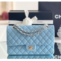 Market Sells Chanel Grained Calfskin Small Classic Flap Bag A01116 Sky Blue/Light Gold 2023 Original Quality