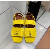 Popular Style Loro Piana Sprightly Charms Flat Sandals in Knitwear Fabrics L5062 Yellow 2023