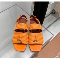 ​Luxury Cheap Loro Piana Sprightly Charms Flat Sandals in Knitwear Fabrics L5062 Orange 2023