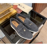 Popular Style Loro Piana Summer Charms Walk Suede Loafers LP1016 Dark Grey 2023