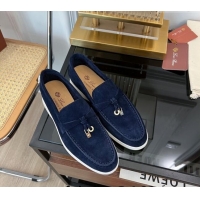 ​Best Quality Loro Piana Summer Charms Walk Suede Loafers LP1016 Dark Blue 2023