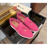 ​Shop Grade Loro Piana Summer Charms Walk Suede Loafers LP1016 Dark Pink 2023