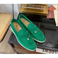 Super Quality Loro Piana Summer Charms Walk Suede Loafers LP1016 Green 2023