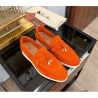 Buy Cheap Loro Piana Summer Charms Walk Suede Loafers LP1016 Orange 2023