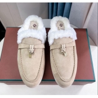 ​Shop Best Babouche Charms Walk Mules in Suede and Wool L6062 Beige 2023