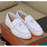 Inexpensive Loro Piana Summer Charms Walk Loafers LP110618 Light Grey 2023 TOP