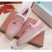 ​Best Price Loro Piana Summer Charms Walk Loafers with Fur LP110619 Pink 2023