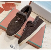 ​Top Quality Loro Piana Summer Charms Walk Loafers with Fur LP110623 Chocolate 2023