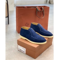 ​New Fashion Loro Piana Open Walk Boots in Deep Blue Suede for Women and Men LP0501 2023