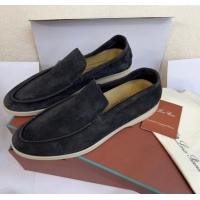 ​Famous Brand Loro Piana Summer Walk Suede Loafers L1514 Black 2024(For Men)