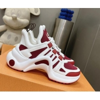 Low Price Louis Vuitton Archlight Sneakers in Leather and Monogram Canvas Burgundy 608009