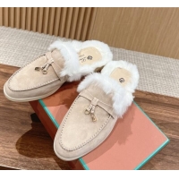 ​Promotional LP Charms Walk Babouche Loafers with Fur in Suede LP010901 Beige 2024 Top