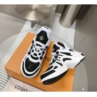 Duplicate Louis Vuitton Archlight Sneakers in Leather and Monogram Denim Black 608012