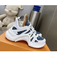 Best Grade Louis Vuitton Archlight Sneakers in Leather and Monogram Denim Dark Blue 608013