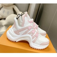 Top Grade Louis Vuitton Archlight Sneakers in Monogram Calf Leather White/Light Pink 608016