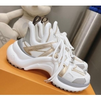 Good Product Louis Vuitton Archlight Sneakers in Leather and Mesh White/Gold 608023