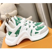 Best Product Louis Vuitton Archlight Sneakers in Leather and Monogram Fabric Green 608024