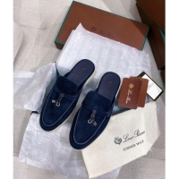 ​Best Price Loro Piana Suede Flat Mules 050703 Blue 2024