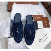 ​Cheapest Loro Piana Suede Flat Mules 050704 Blue 2024