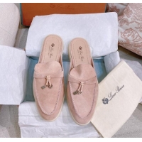 ​Best Price Loro Piana Suede Flat Mules 0507 Pale Pink 2024