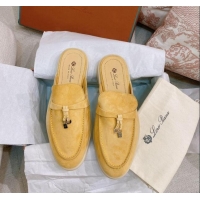 ​Best Grade Loro Piana Suede Flat Mules 0507 Yellow 2024