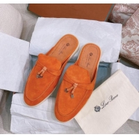 ​Luxury Classic Loro Piana Suede Flat Mules 0507 Orange 2024