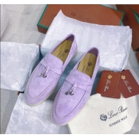 Super Quality Loro Piana Suede Flat Loafers 050702 Purple 2024