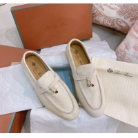 New Fashion Loro Piana Suede Flat Loafers 0507 Pale Beige 2024