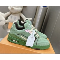 Discount Louis Vuitton LV Trainer Sneakers in Monogram Leather Green 608030