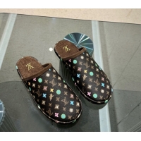 Popular Style Louis Vuitton LV Palace Slipper Flats in Monogram-printed Leather Brown 608034