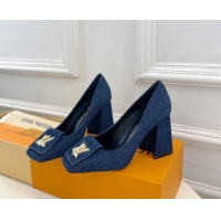 Shop Louis Vuitton Shake High Heel Pumps 8.5cm in Dark Blue Denim 608040