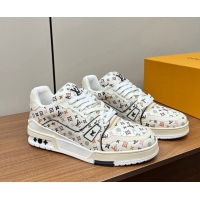 Luxurious Louis Vuitton LV Trainer Sneakers Monogram-printed Leather White 611001