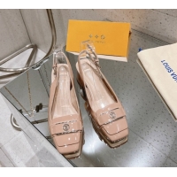 Super Quality Louis Vuitton Moonlight Slingback Pump 4.5cm in Patent Leather Light Pink 611007