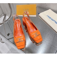 Affordable Price Louis Vuitton Moonlight Slingback Pump 4.5cm in Patent Leather Orange 611008