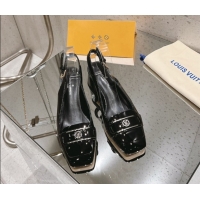 Big Discount Louis Vuitton Moonlight Slingback Pump 4.5cm in Patent Leather Black 611010