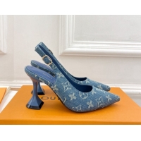 Durable Louis Vuitton Monogram Denim Slingback Pump 8.5cm Blue 611011