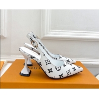 Top Quality Louis Vuitton Monogram Canvas Slingback Pump 8.5cm White 611013