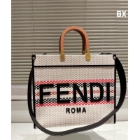 New Design Fendi Sunshine Medium Tote Bag in Staw 0618 Black 2024