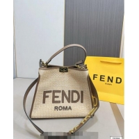 Promotional Fendi Peekaboo Straw Bag F0618 Brown 2024