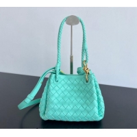 Famous Brand Bottega Veneta Small Parachute Shoulder Bag in Intrecciato Leather 796569 Green oasis 2024