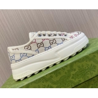 Duplicate Gucci Tennis 1977 Strass GG Canvas Low-top Platform Sneakers 5cm White 605004