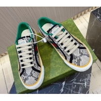 Duplicate Gucci Tennis 1977 Snakeskin Printed Low-top Sneakers 605007