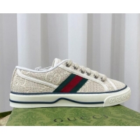 Best Product Gucci Tennis 1977 Low-top Sneakers in GG Embroidered Crochet Cotton Beige 05013