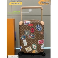 Luxury Cheap Louis Vuitton Horizon Luggage Travel Bag 55cm in Monogram Canvas with Vintage Hotel Labels L0622 2024