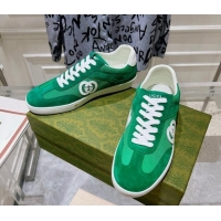 Unique Style Gucci Interlocking G Sneakers in Suede and Mesh Green 605016