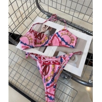 Luxury Classic Louis Vuitton Two Pieces Printed Swimwear 0618 Dark Pink 2024